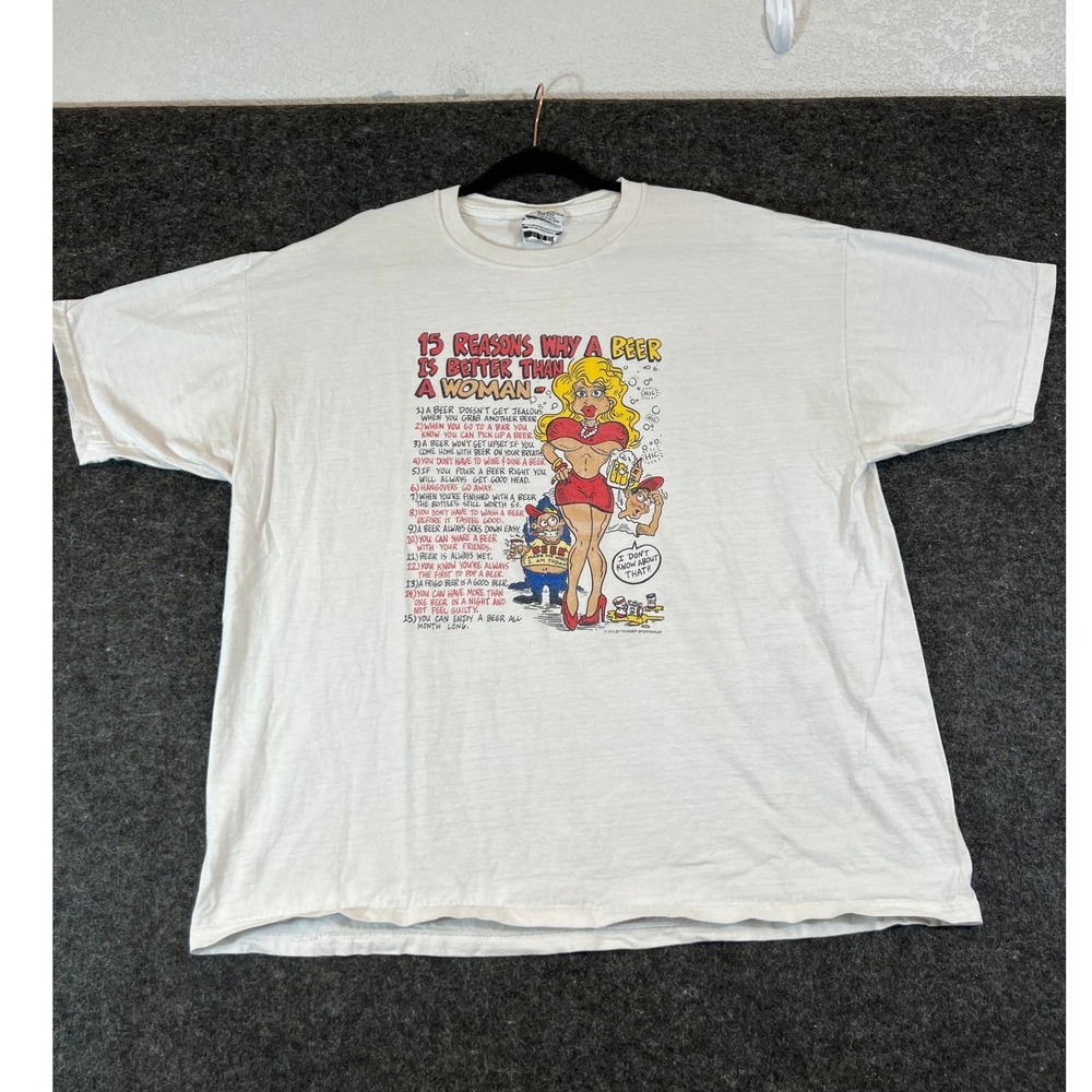 Vintage Novelty Beer Is Better Than A Woman TShirt Mens XL White Funny Humor